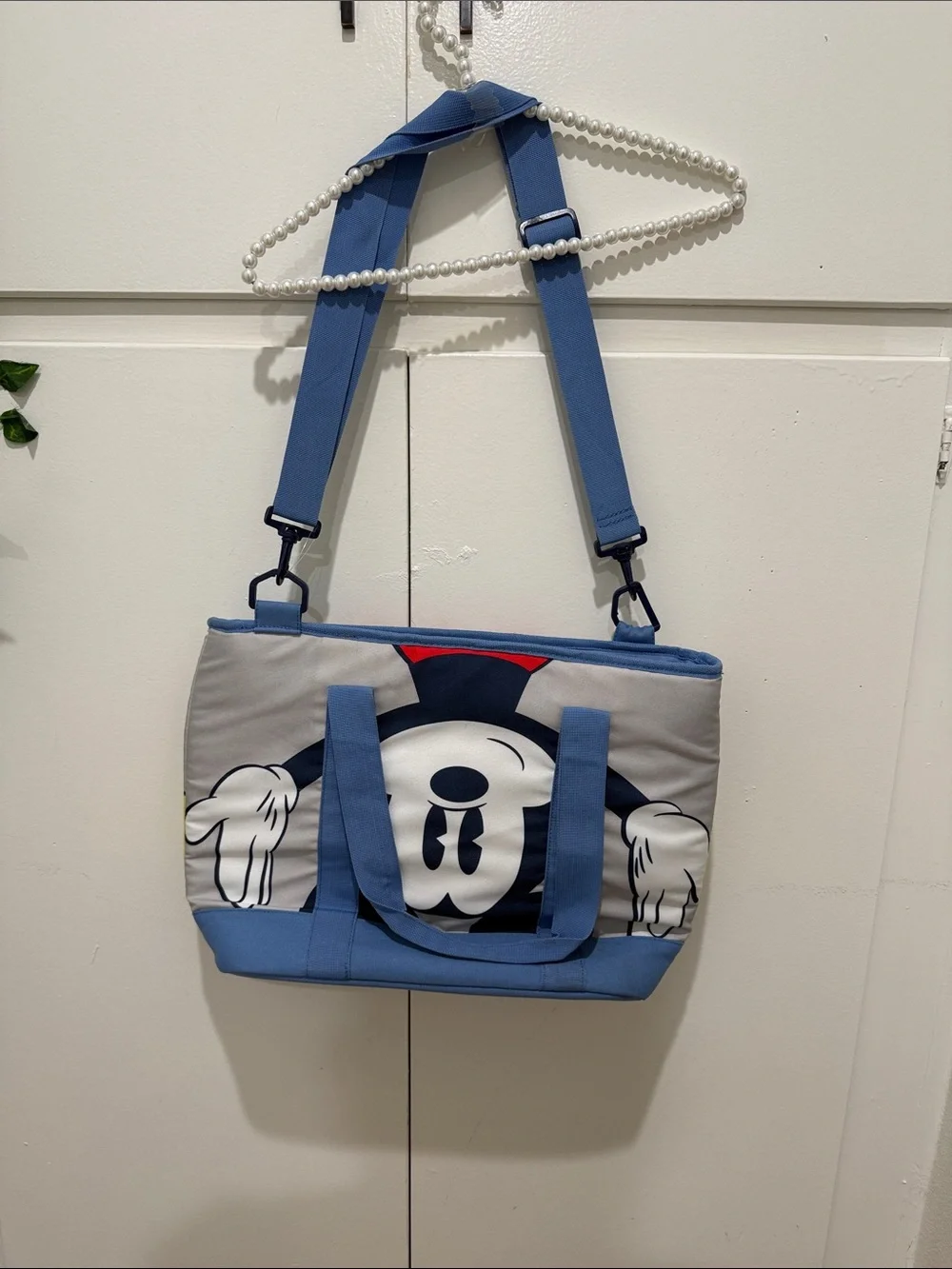 Blue Cartoon Graphic Crossbody Tote Bag